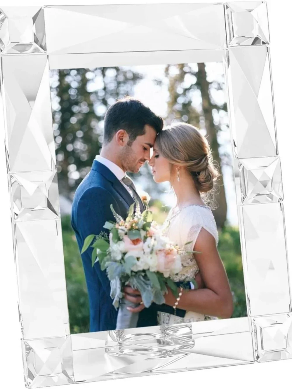 Sparkling 5x7 Inch Crystal Picture Frame for Home Decor & Wedding Display, Gift